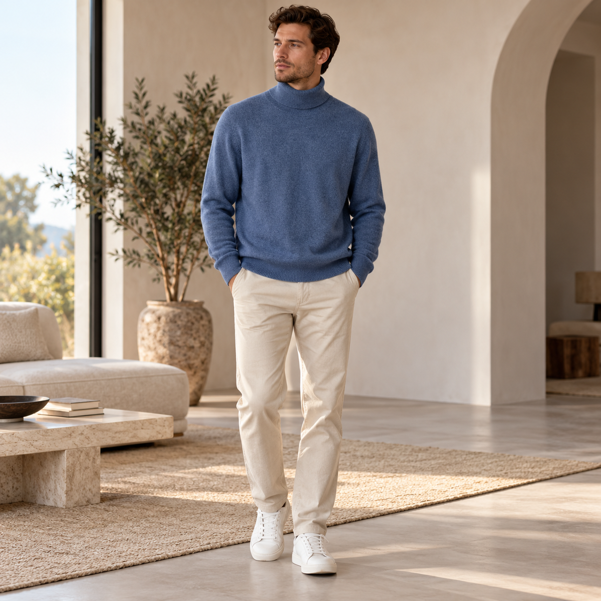 Pull col roulé en cachemire de haute qualité pour hommes - design intemporel et élégant