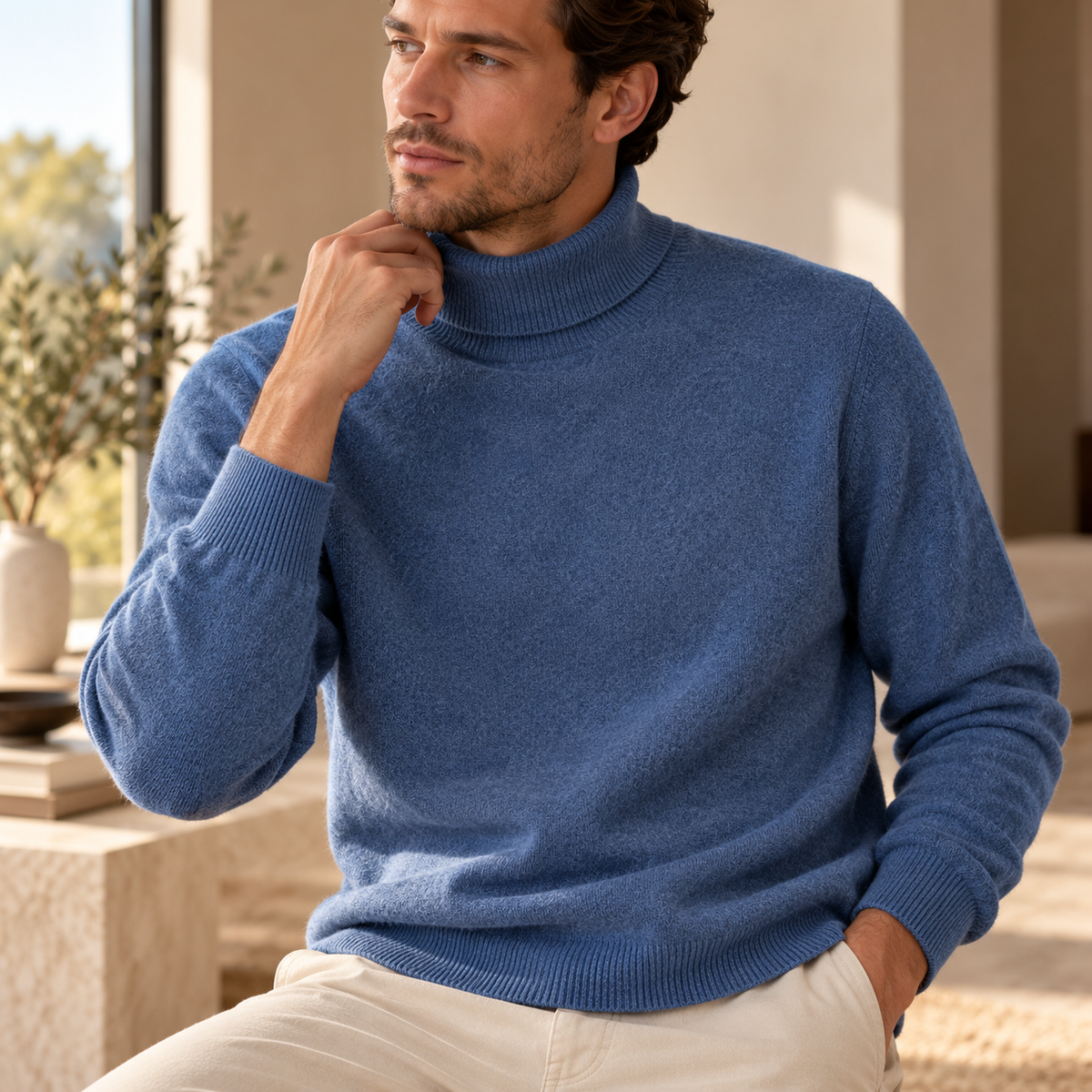 Pull col roulé en cachemire de haute qualité pour hommes - design intemporel et élégant