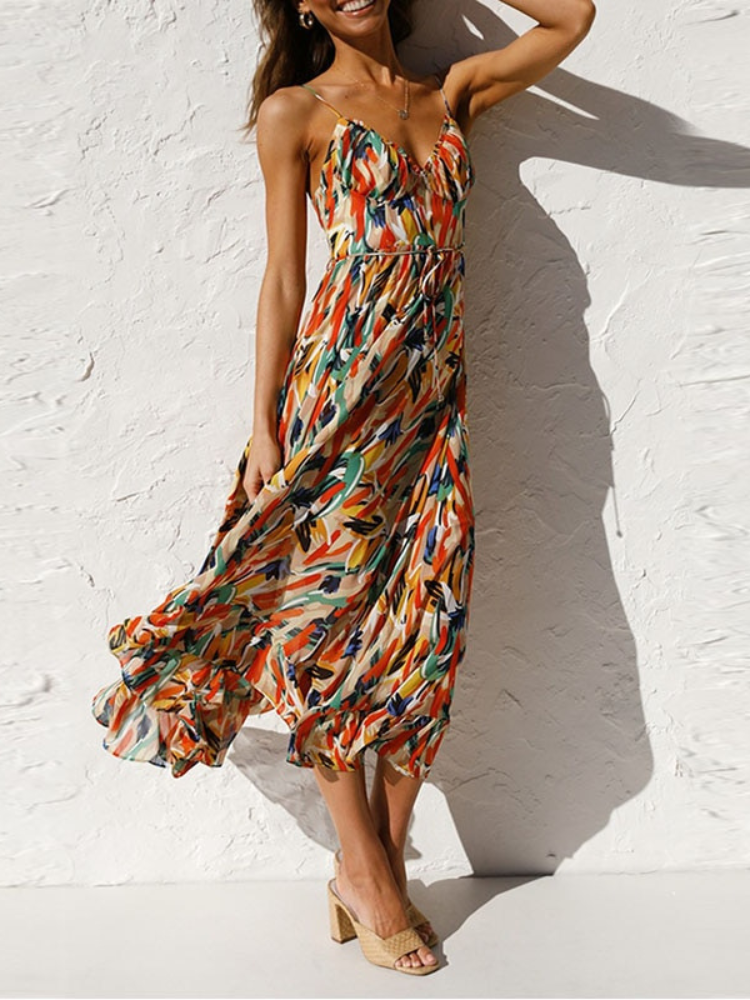 Louisa - Maxi Zomerjurk met print
