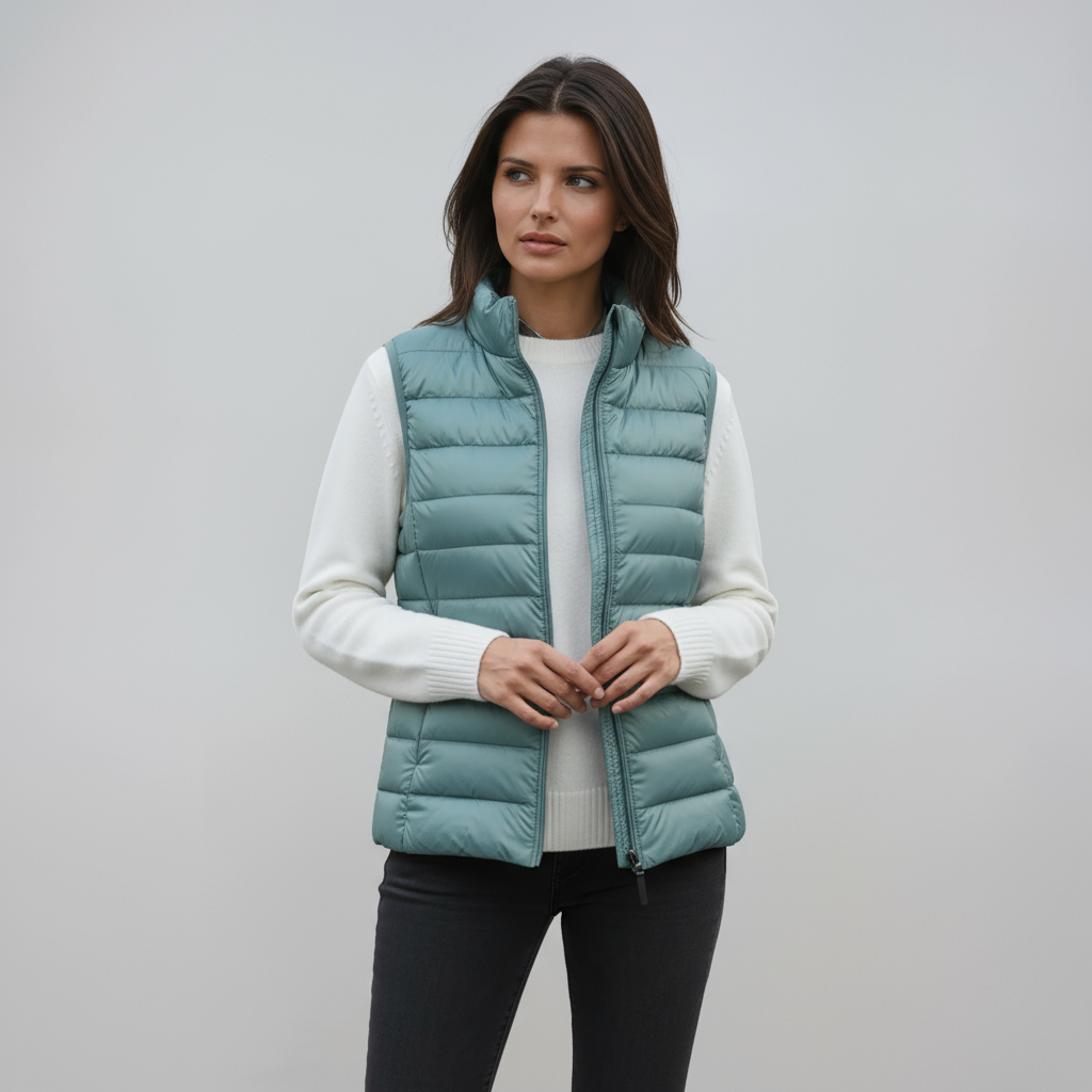 Bodywarmer_Dames_Gewatteerd_Hoge_Kraag_Warm_Rits_Victoria_Mae_Nederland_Belgie