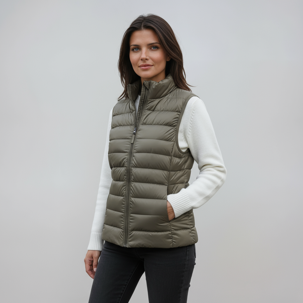 Bodywarmer_Dames_Gewatteerd_Hoge_Kraag_Warm_Rits_Victoria_Mae_Nederland_Belgie