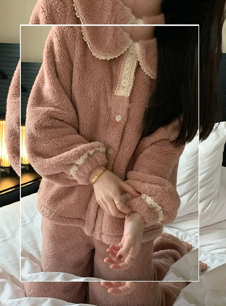 Jasmijn | Flanel en koraalfleece pyjama set dames 5