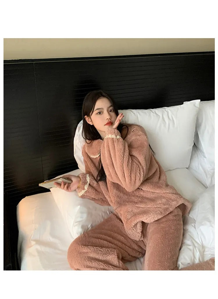 Jasmijn | Flanel en koraalfleece pyjama set dames 7