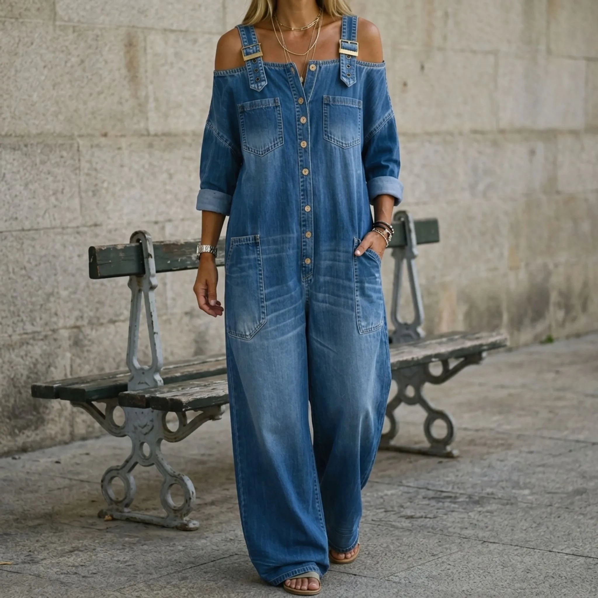 Jumpsuit Met Wijde Pijpen | Navando 