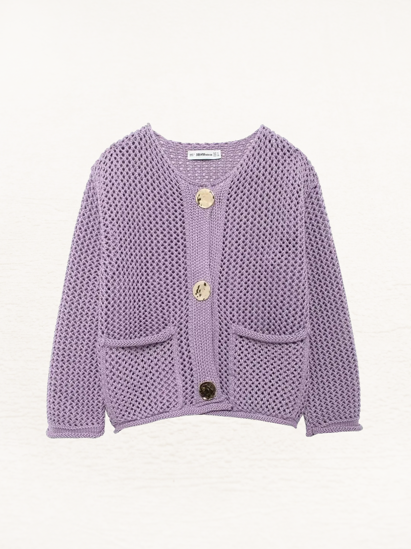 Luna – Stijlvol Grof Gebreid Vest met Metallic Knopen