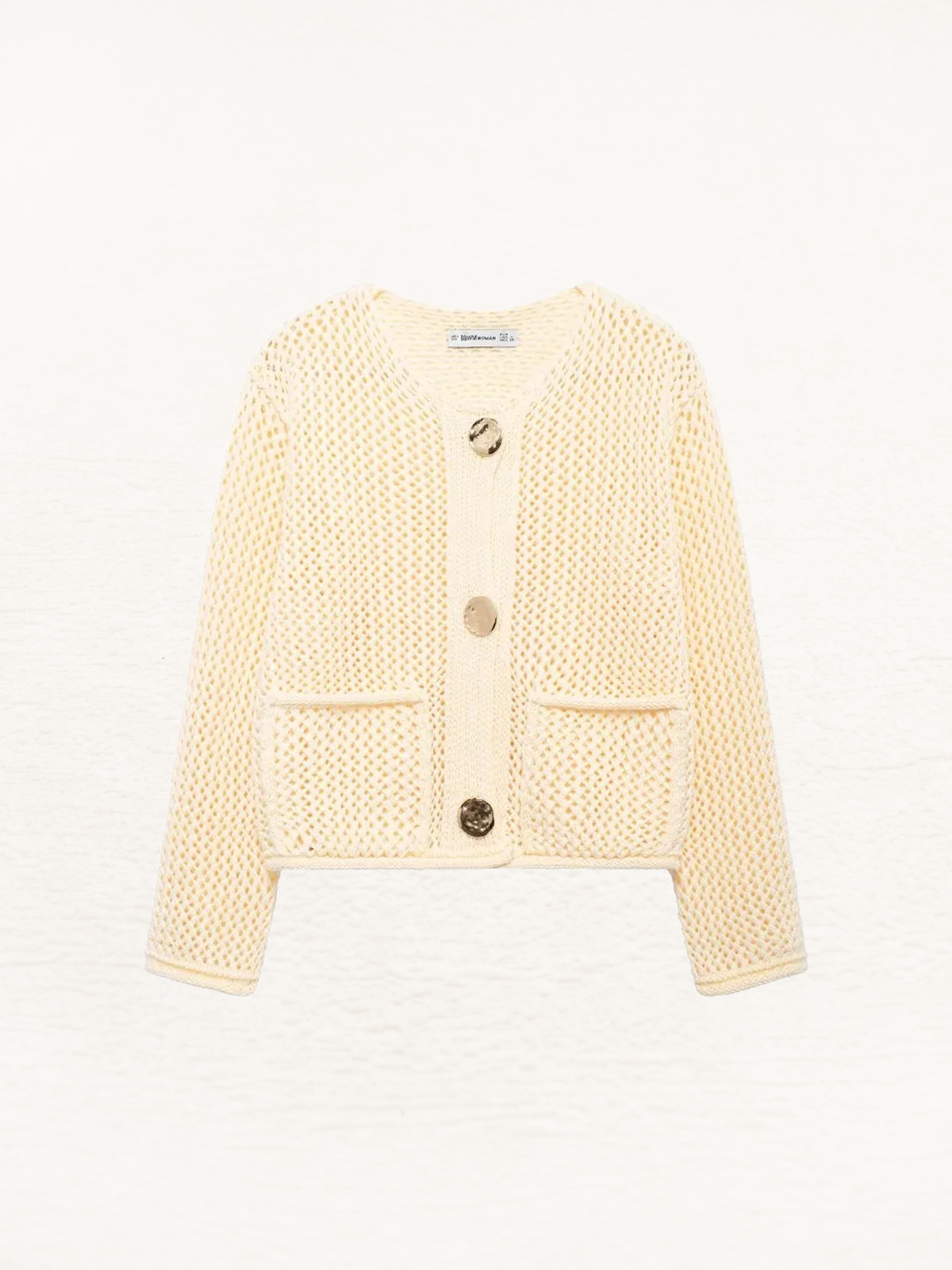 Luna – Stijlvol Grof Gebreid Vest met Metallic Knopen