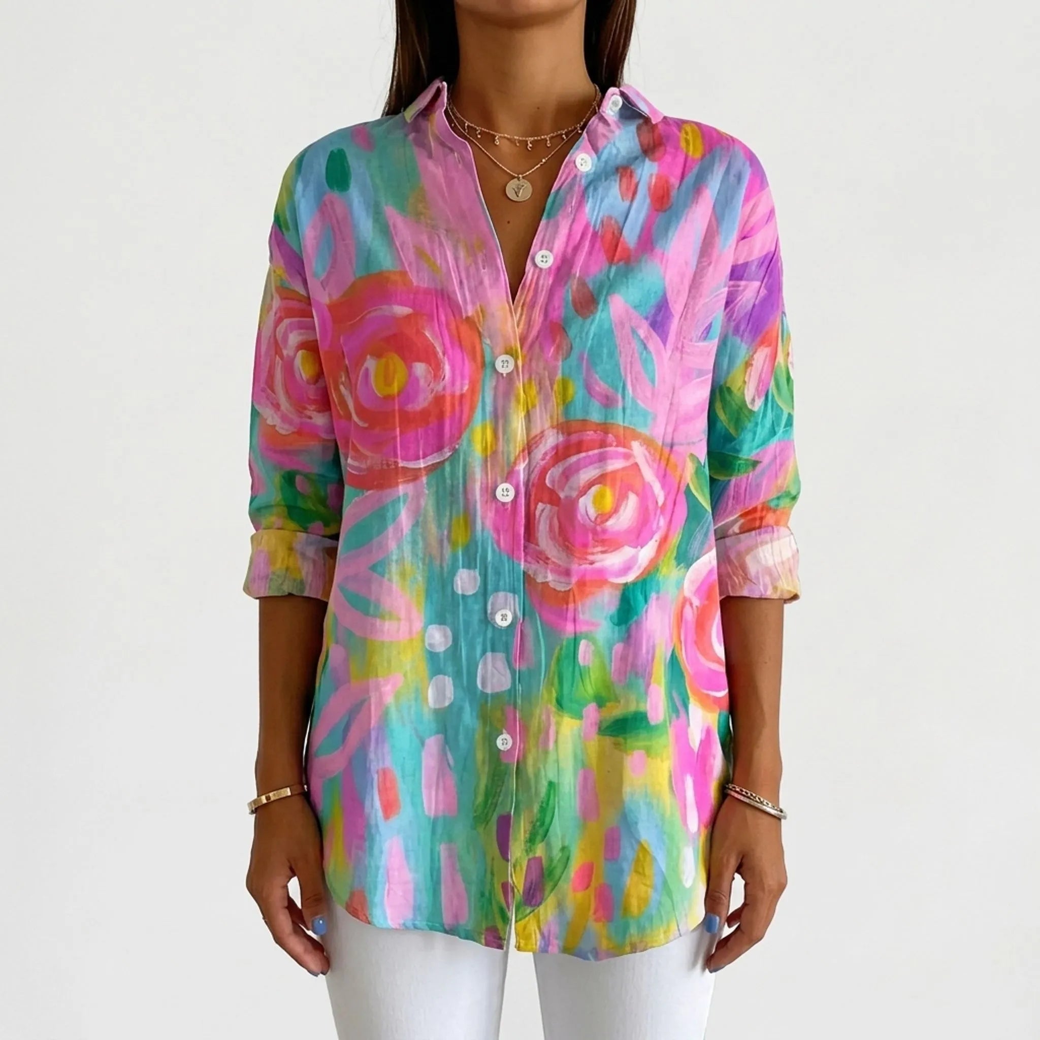 Kleurrijke Blouse Met Knoopsluiting | Navando 