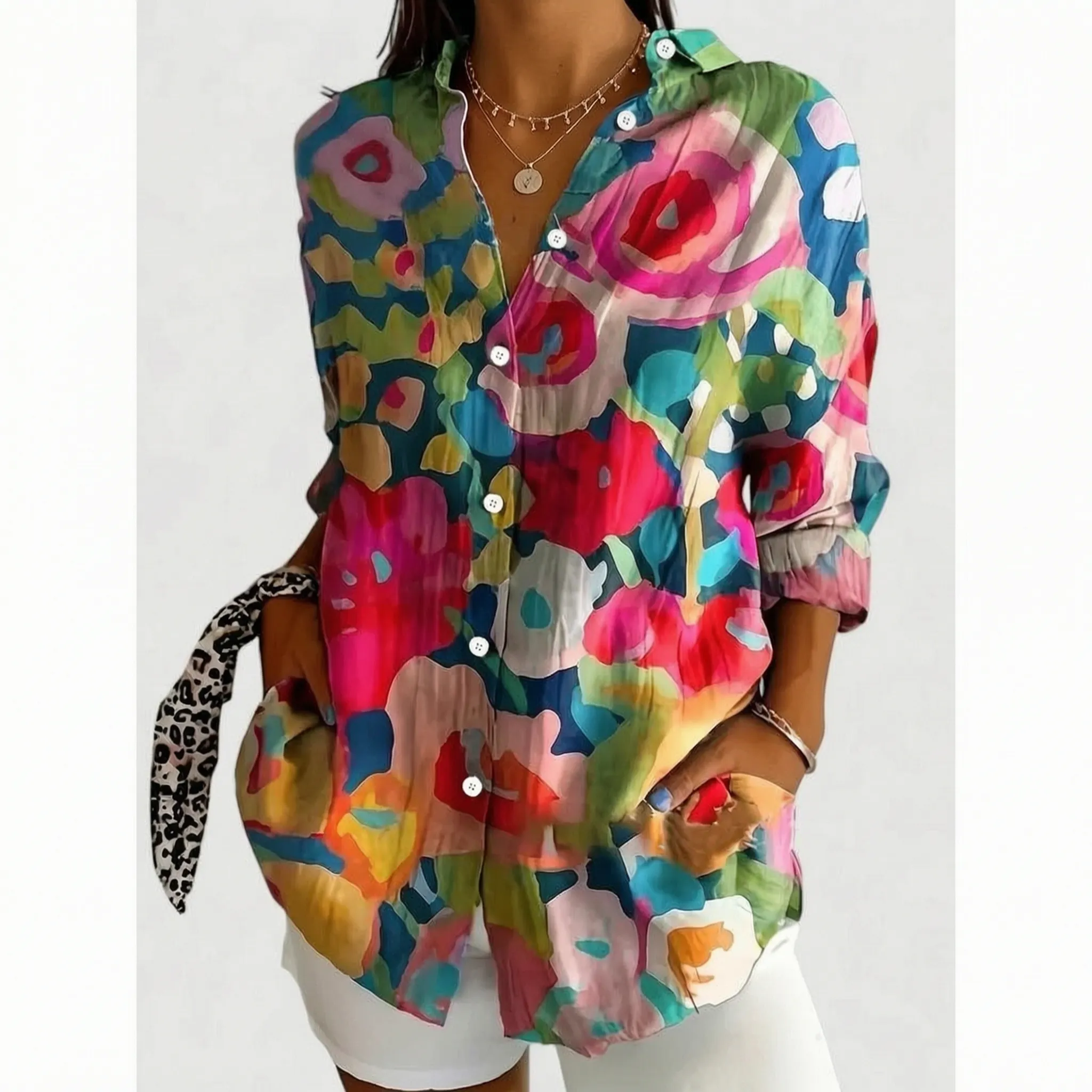 Kleurrijke Blouse Met Knoopsluiting | Navando 