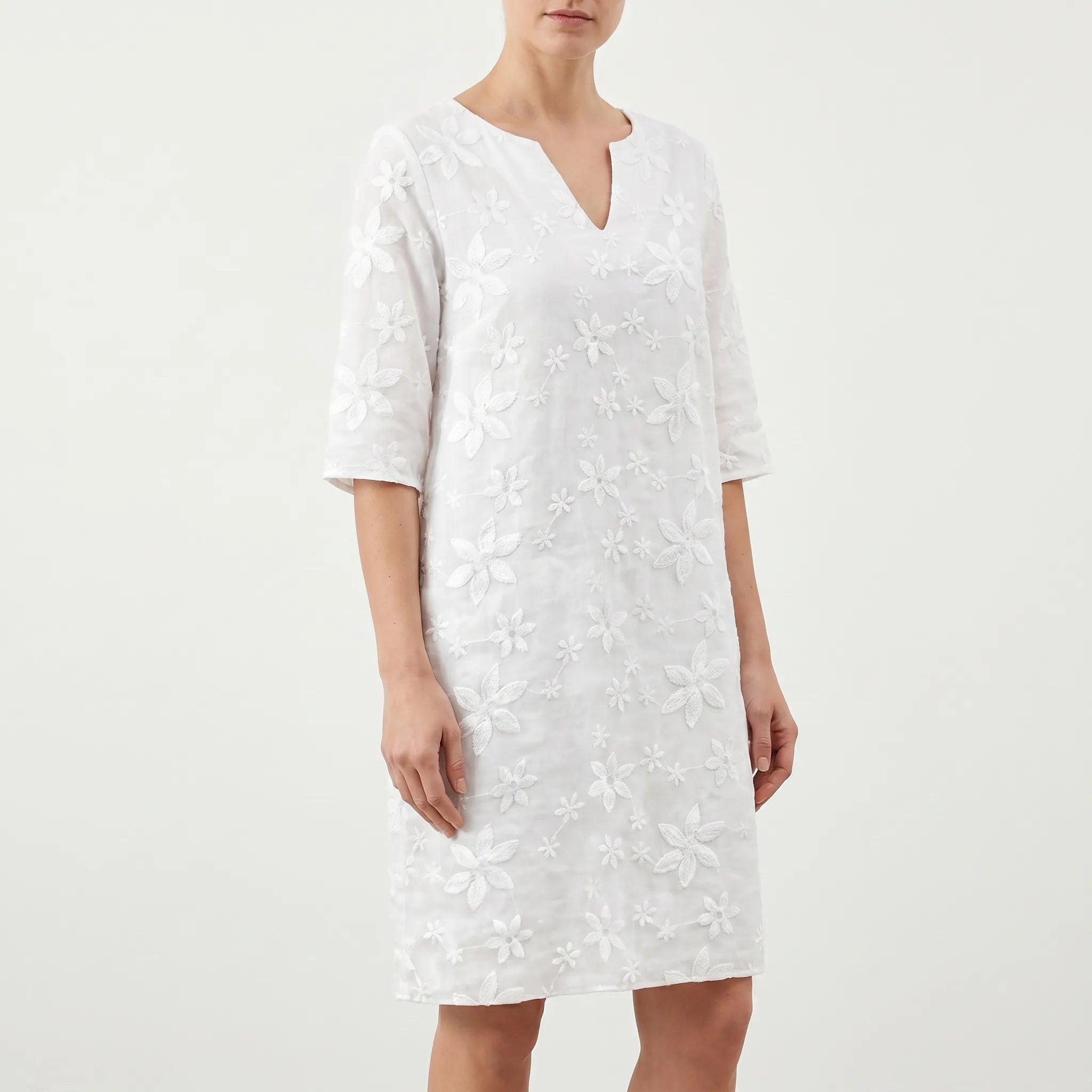 Knielange Jurk Met Bloemen | Navando 