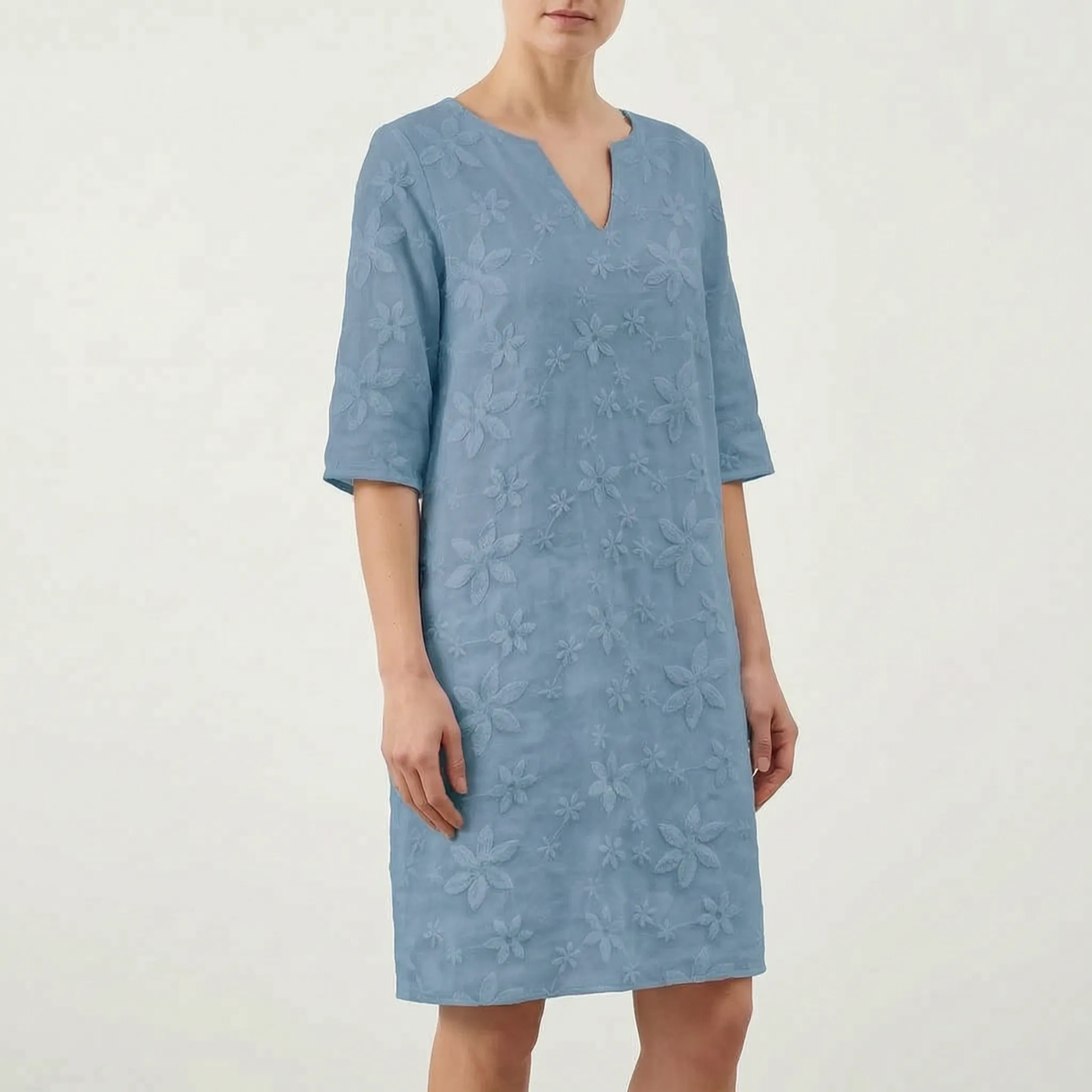 Knielange Jurk Met Bloemen | Navando 