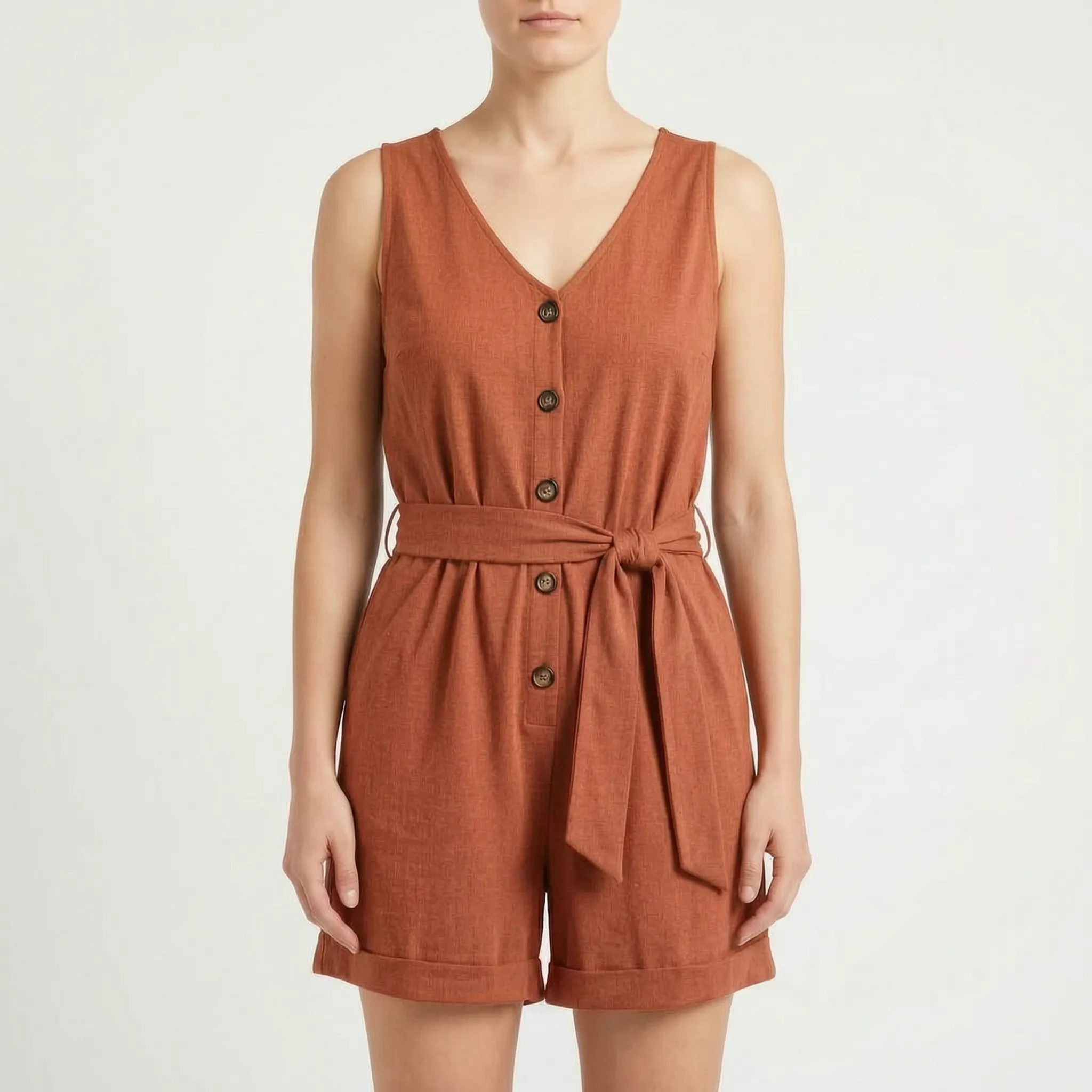 Korte Jumpsuit Met V-Hals | Navando 
