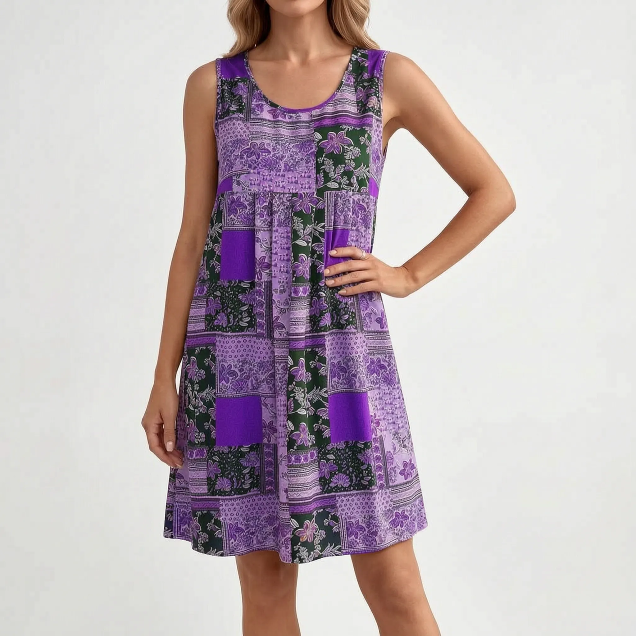 Korte Mouwloze Hippie Chic Boho Jurk | Navando 