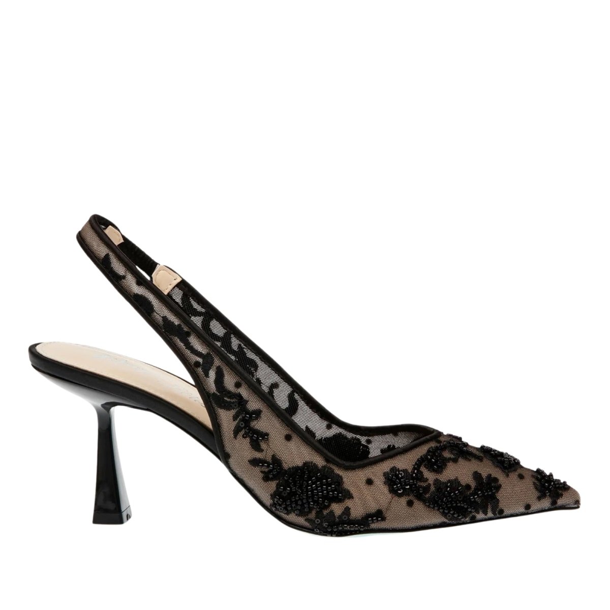Kouvr Fashion | Delicaat kant met kralen slingback schoenen 0