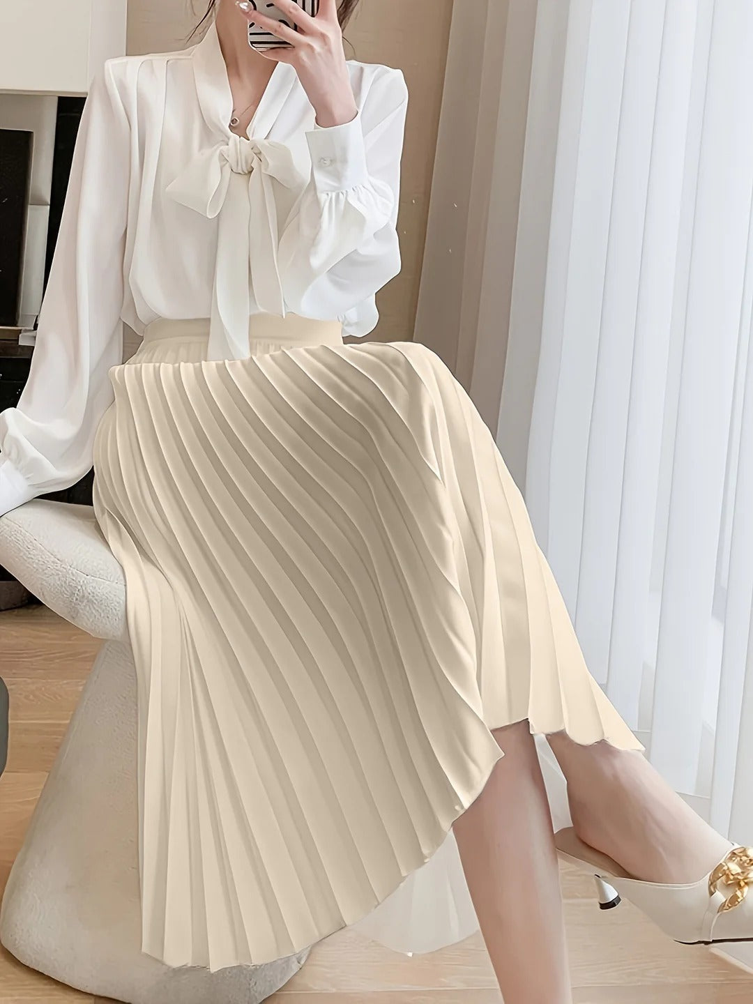 Lange Geplooide Midirok | Navando 