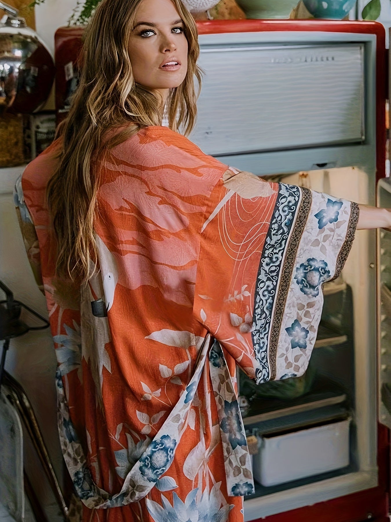 Lange Kimono Met Bloemenprint | Navando 