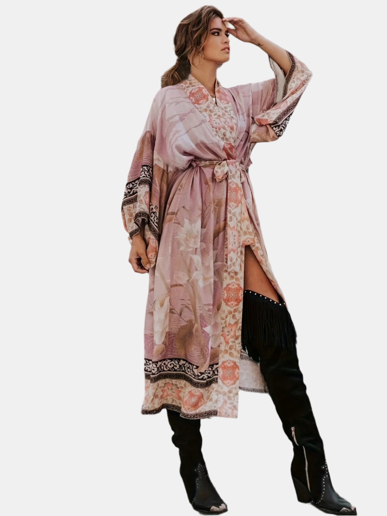 Lange Kimono Met Bloemenprint | Navando 