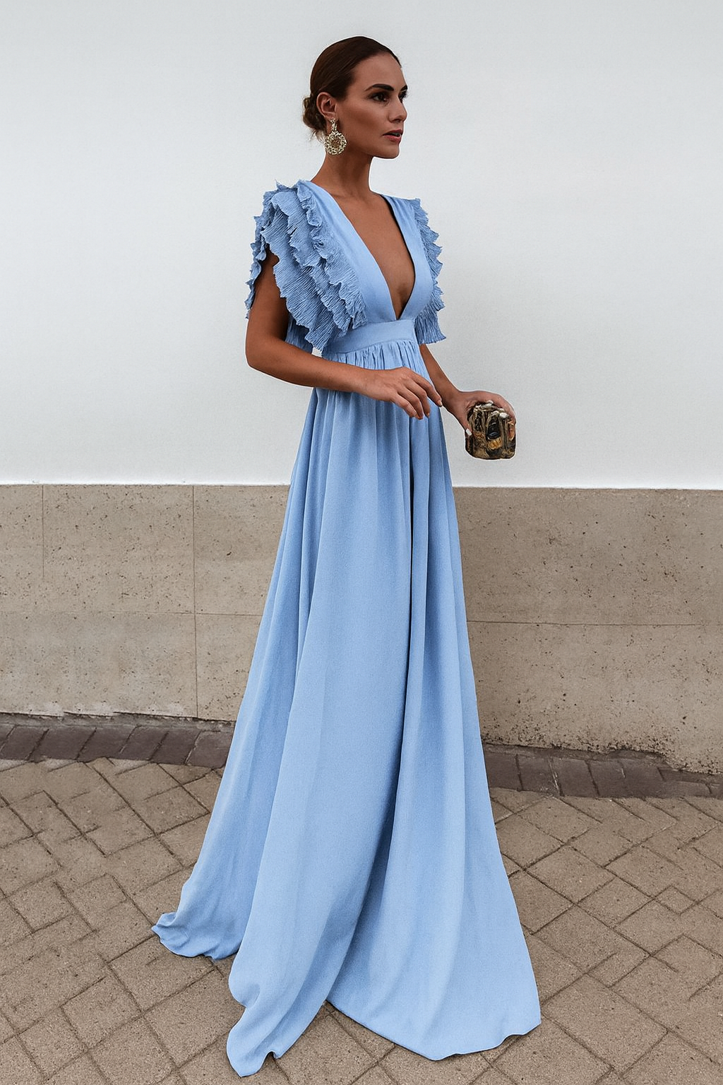 Lange Maxi Jurk Met Ruches | Navando