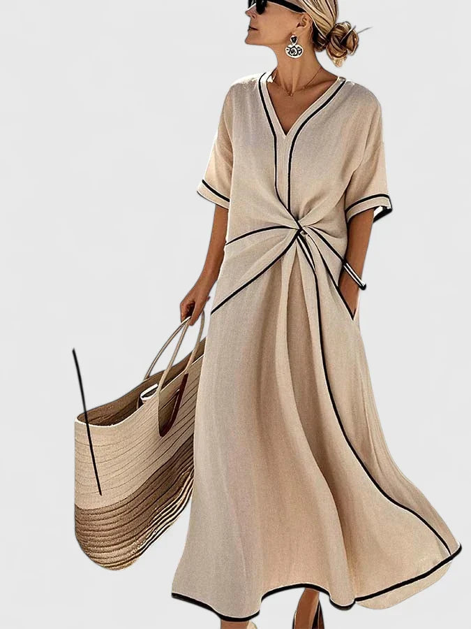 Lange Zomerjurk Met Gedrapeerd Detail | Navando 