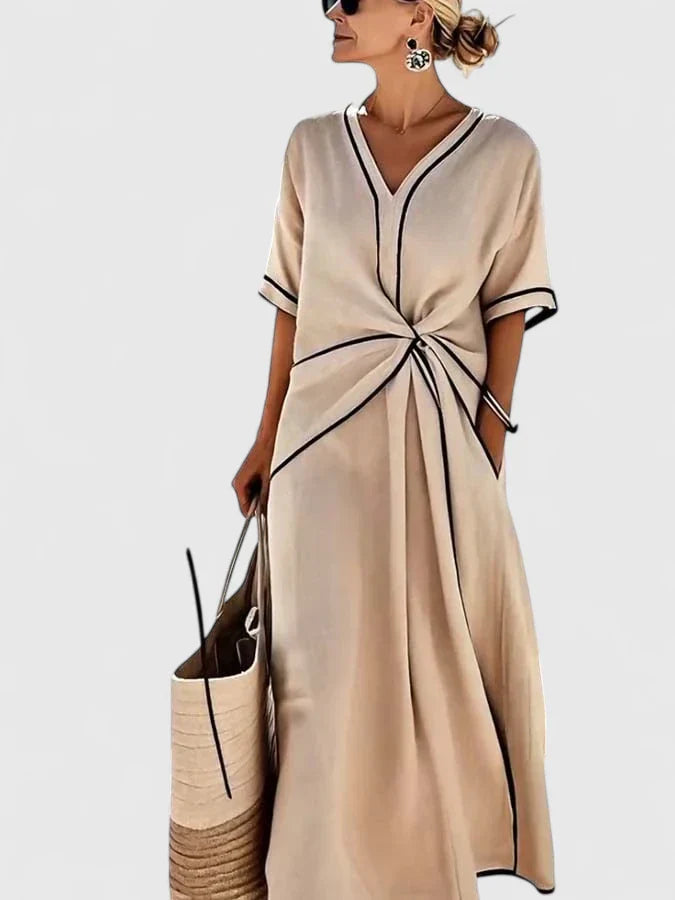 Lange Zomerjurk Met Gedrapeerd Detail | Navando 