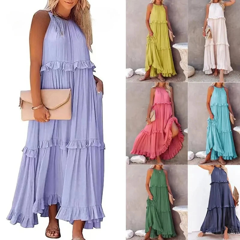 Lange Zomerjurk Met Ruches | Navando 