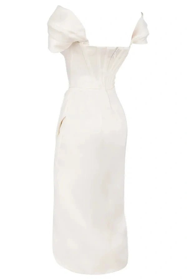 Lexana | Asymmetrische corset jurk met satijnen afwerking 4