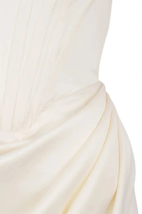 Lexana | Asymmetrische corset jurk met satijnen afwerking 6
