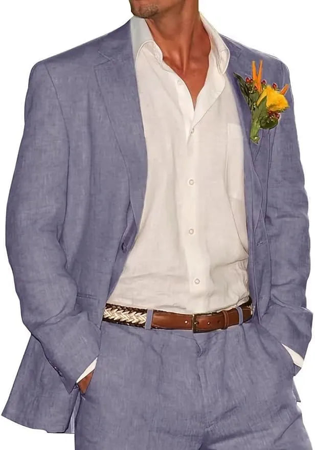 Linnen heren pak | Lichtgewicht, ademend, getailleerde blazer met bijpassende broek 10
