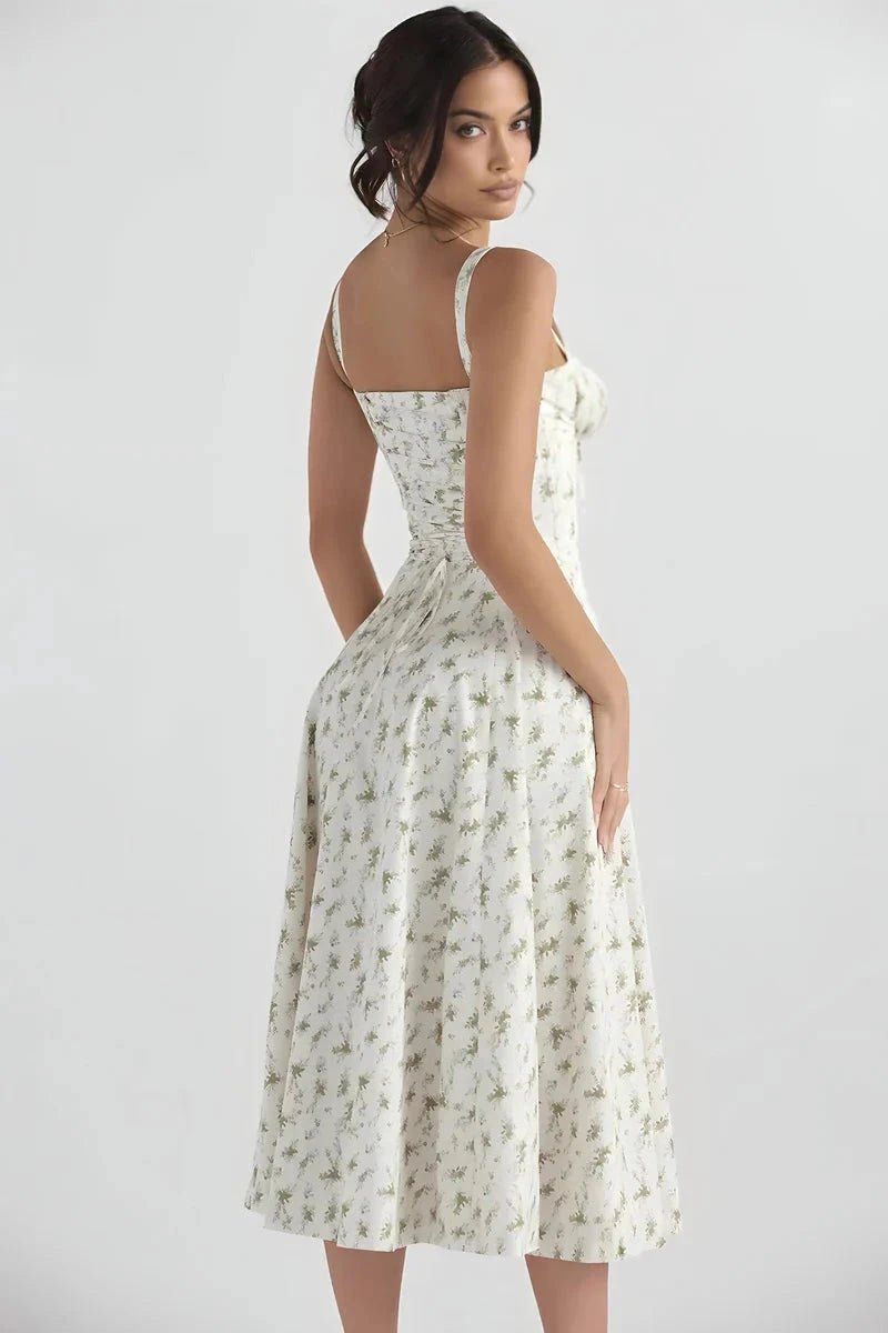Linsay | Bustier bloemenprint zomerjurk van stretchkatoen 2
