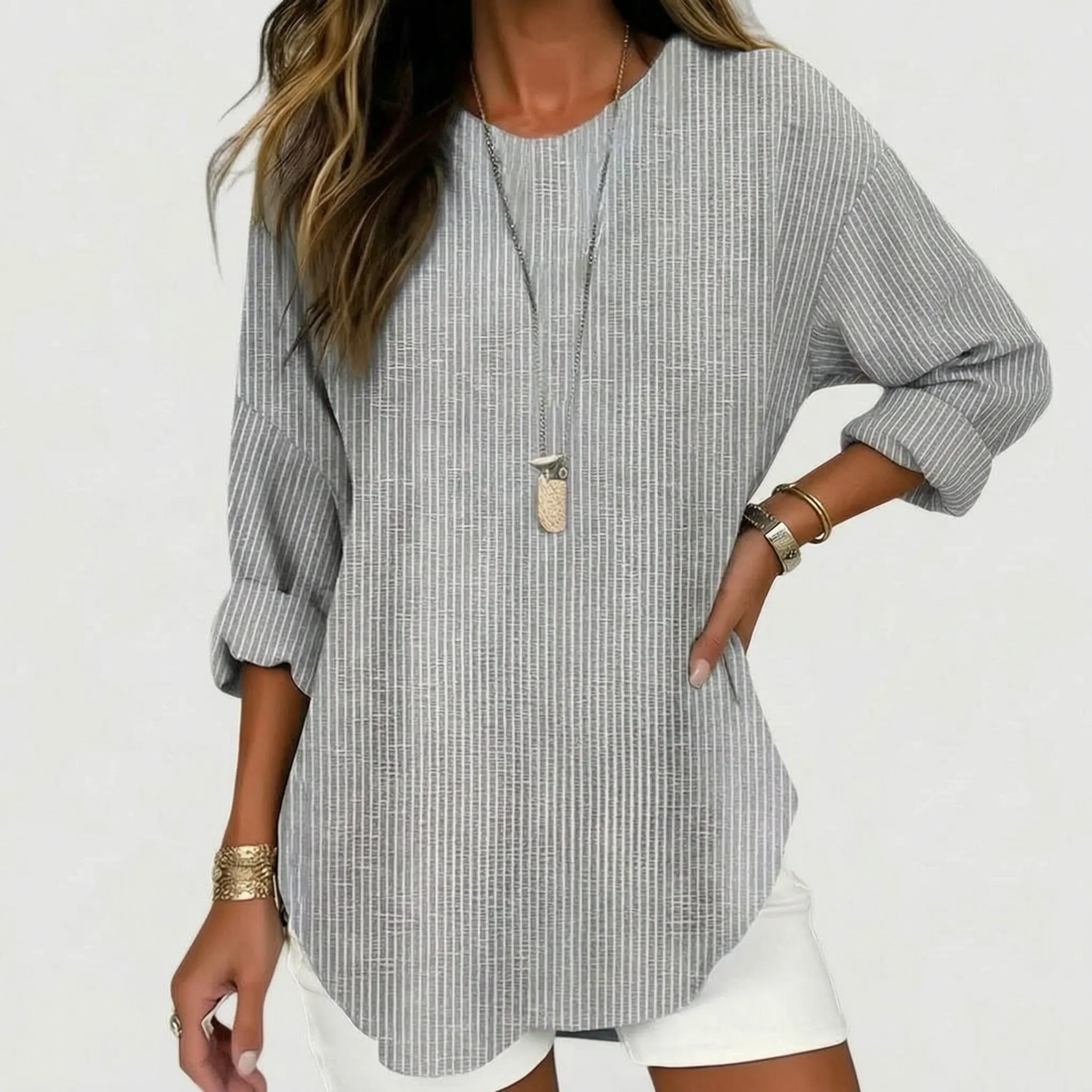 Losvallende Gestreepte Blouse | Navando 