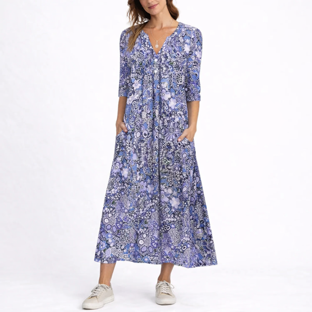 Losvallende Midi-Jurk Met Bloemenprint | Navando 