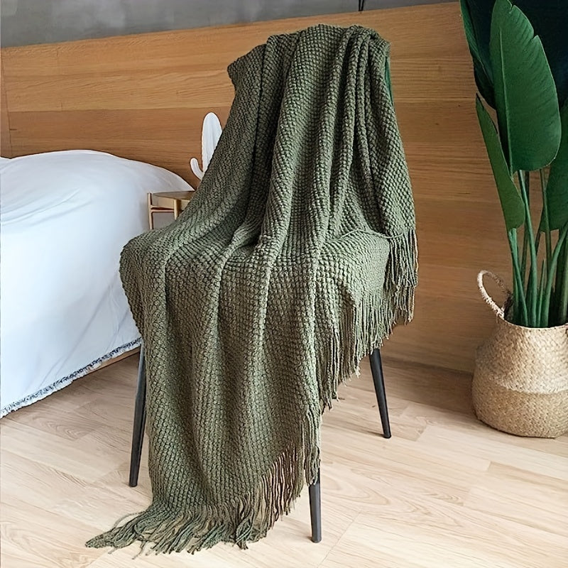 Louise | Gebreide Plaid Deken Met Franjes