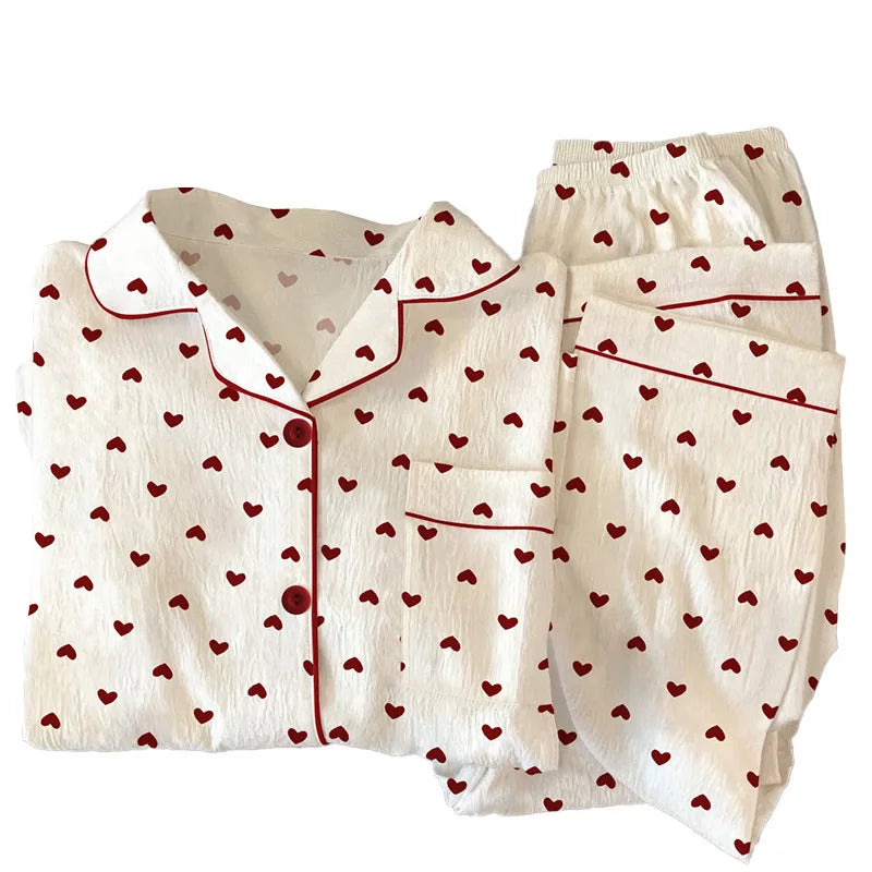 Loungewear | Gekreukte stof pyjama set 4