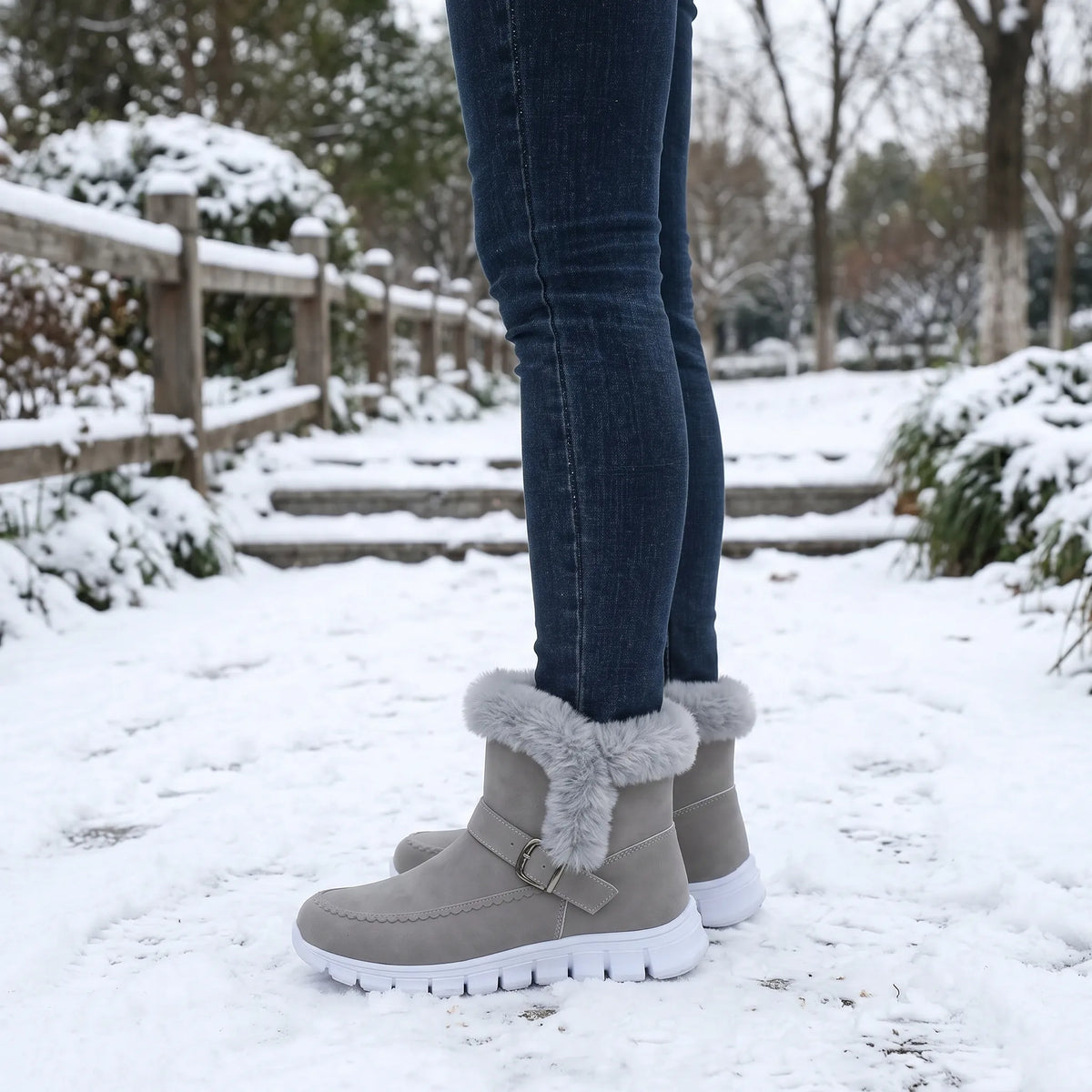 Lova | Gevoerde Snowboots Met Opvallende Gesp