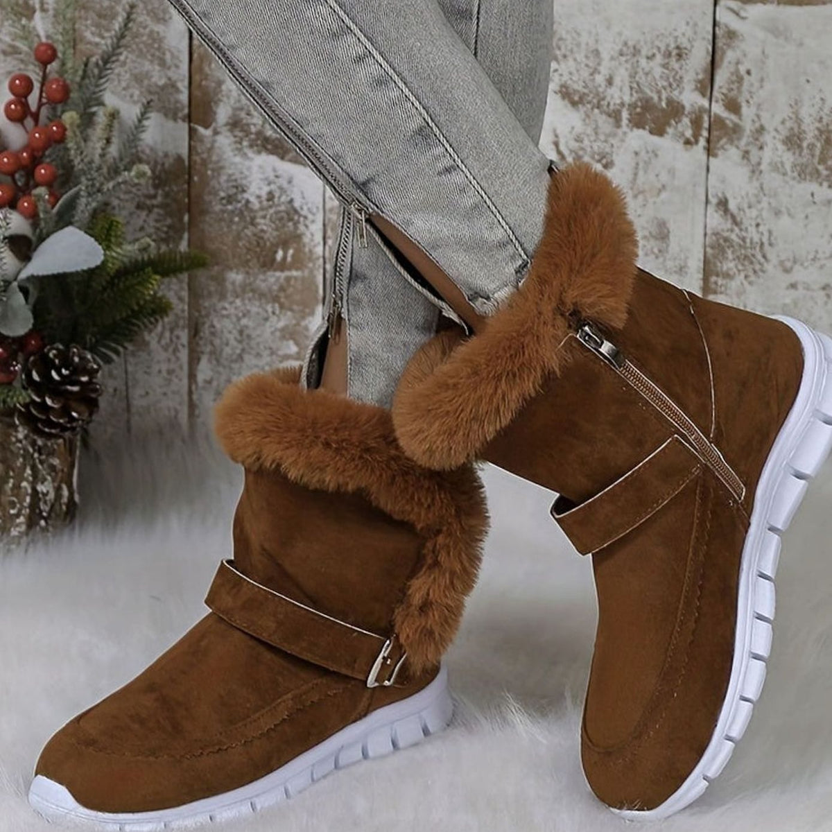 Lova | Gevoerde Snowboots Met Opvallende Gesp