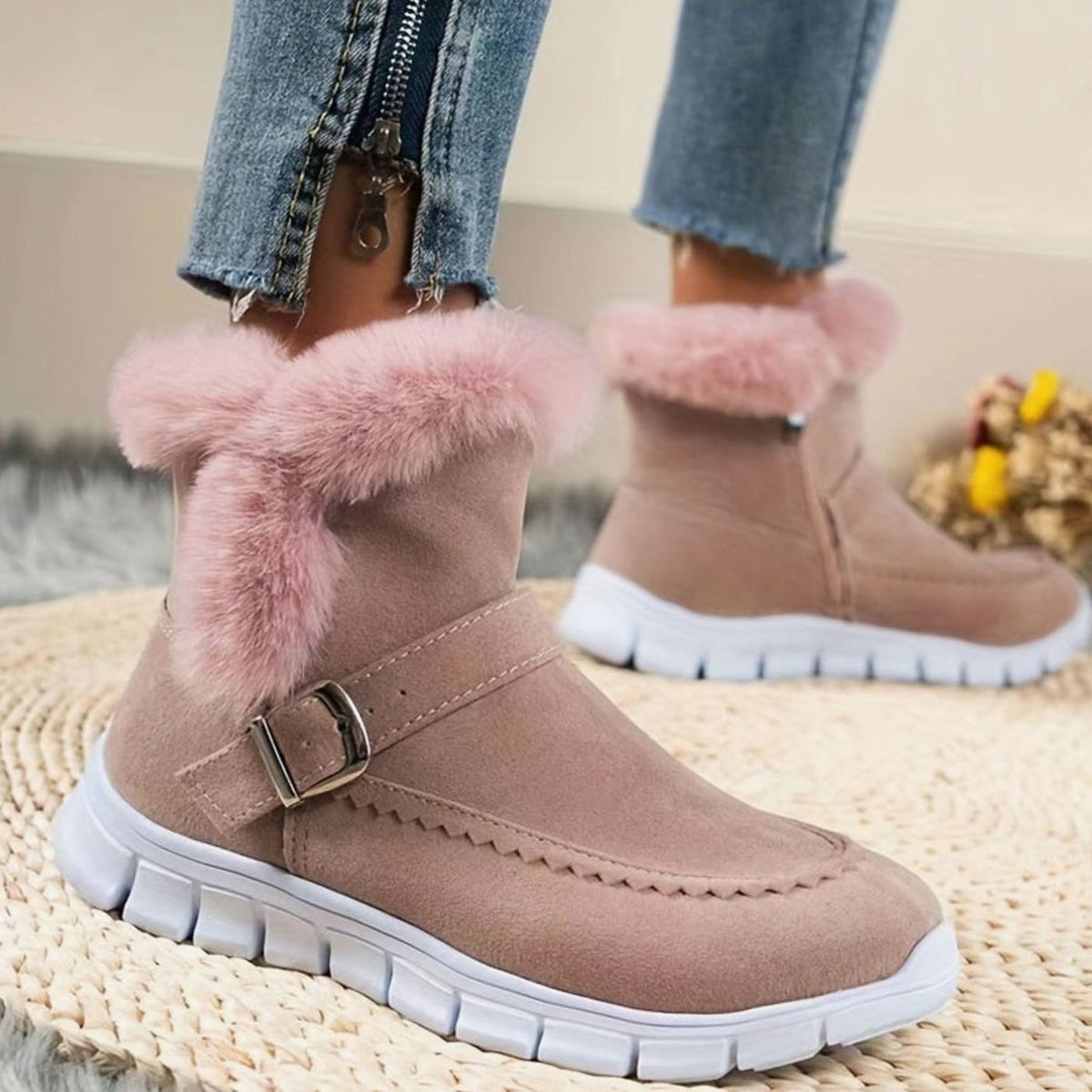 Lova | Gevoerde Snowboots Met Opvallende Gesp