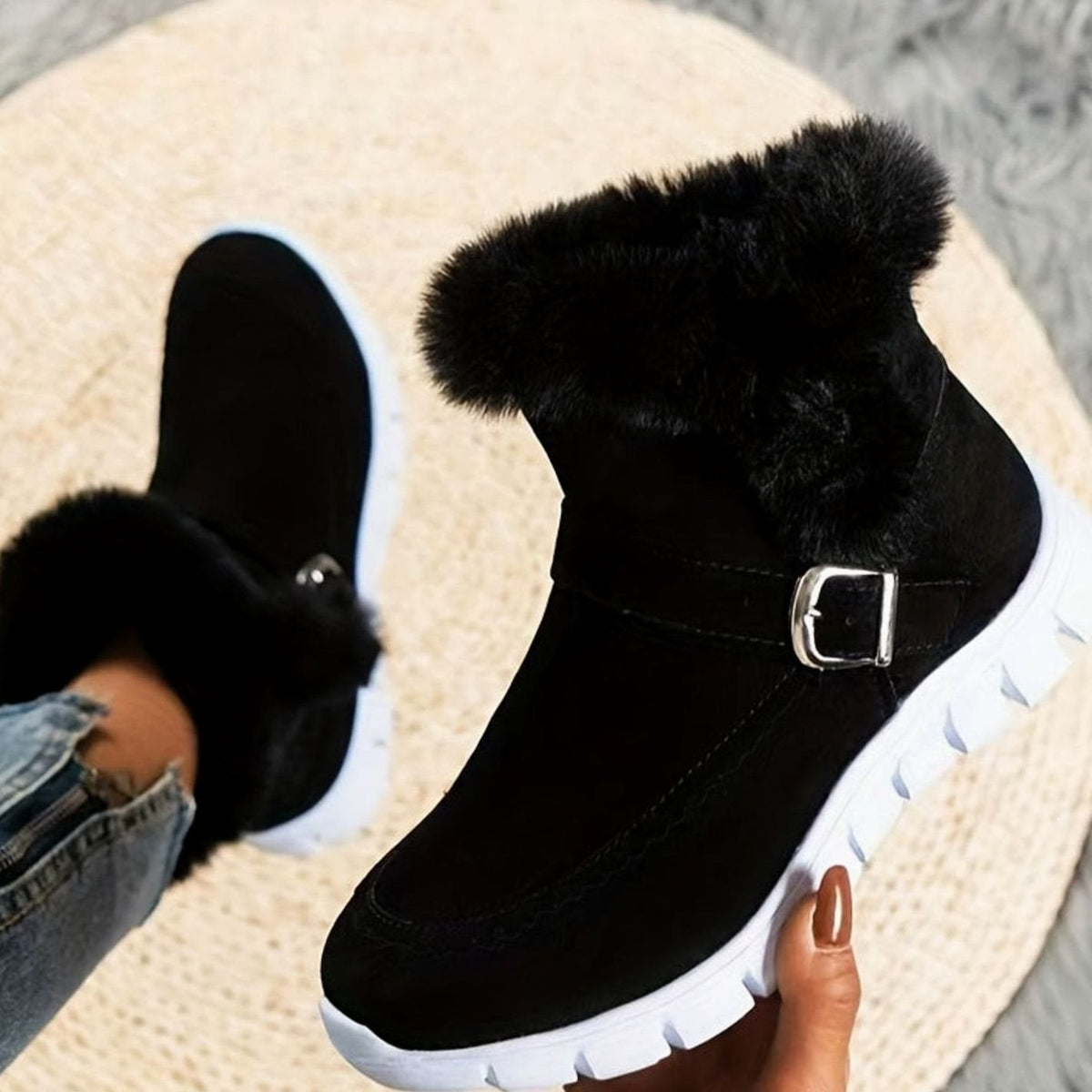 Lova | Gevoerde Snowboots Met Opvallende Gesp