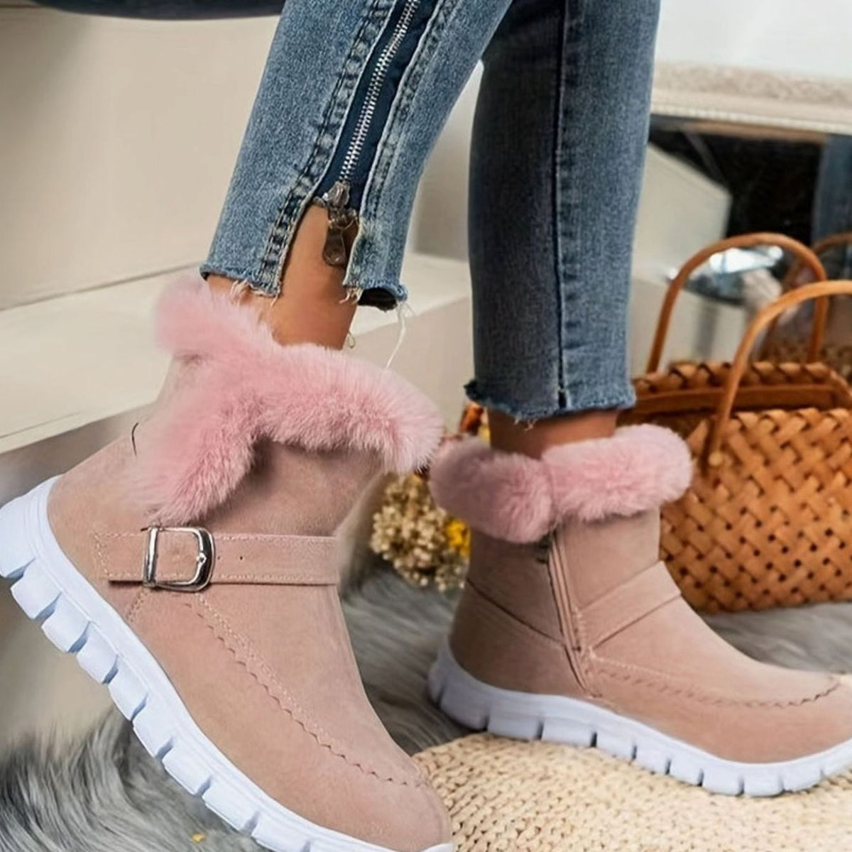 Lova | Gevoerde Snowboots Met Opvallende Gesp