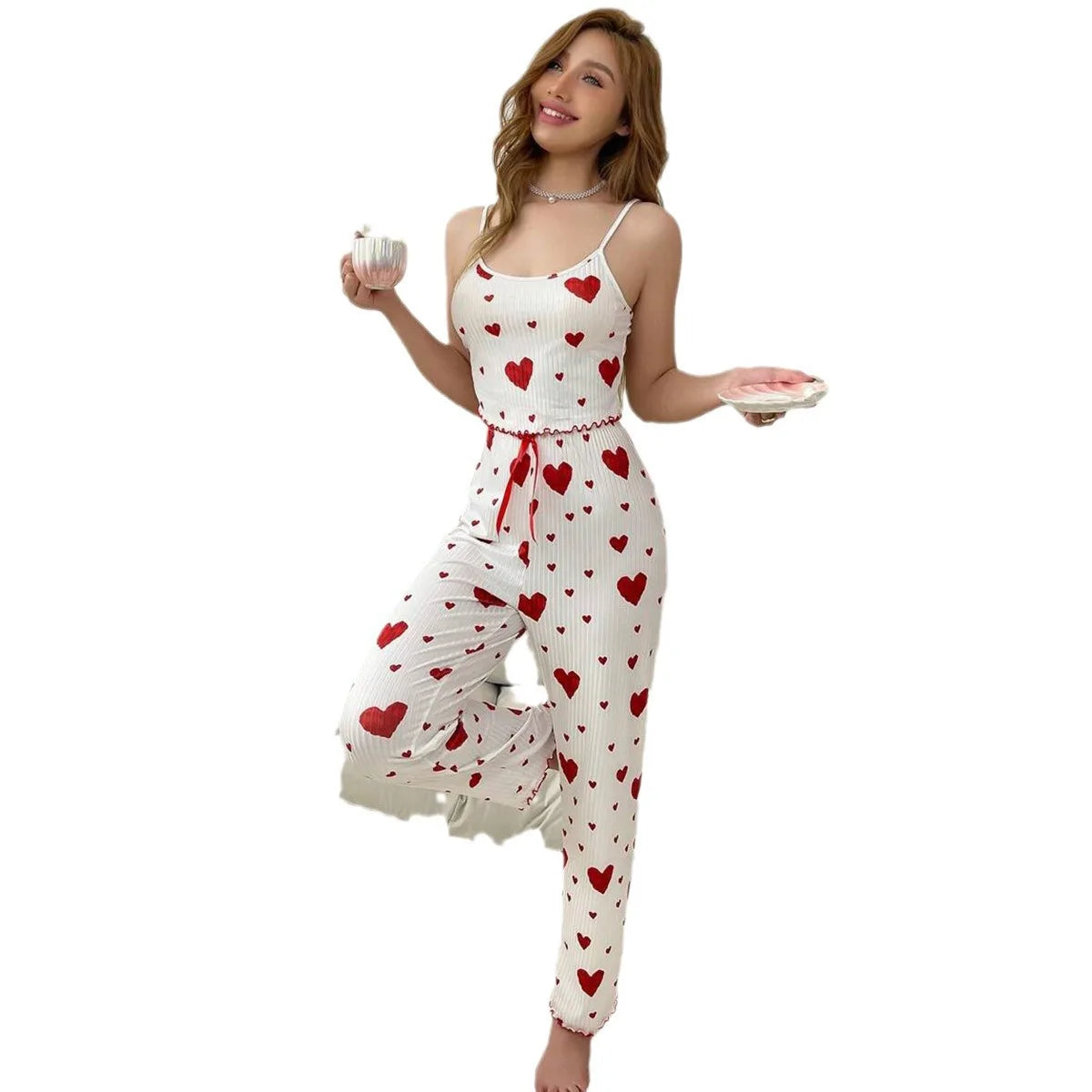 Luxe | Ademend pyjamaset met liefdesprint 4