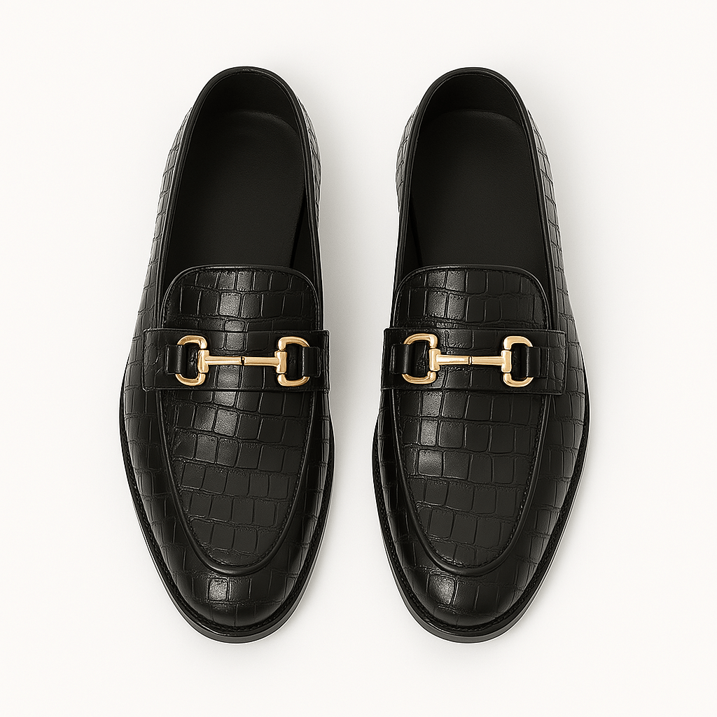 LuxeoutFit | Alligator reliëf loafers met paardenbit 5