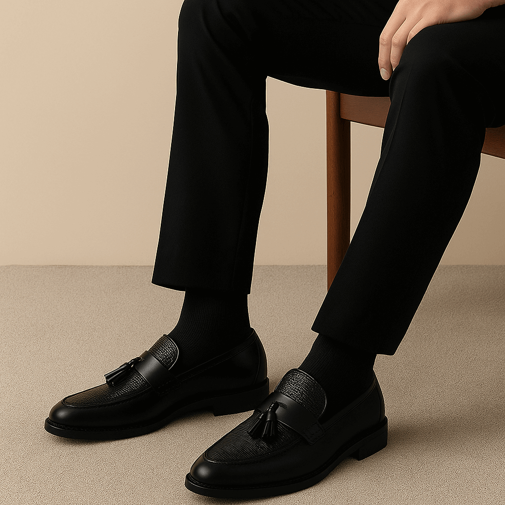 LuxeoutFit | Geweven tassel loafers met leren rand 2