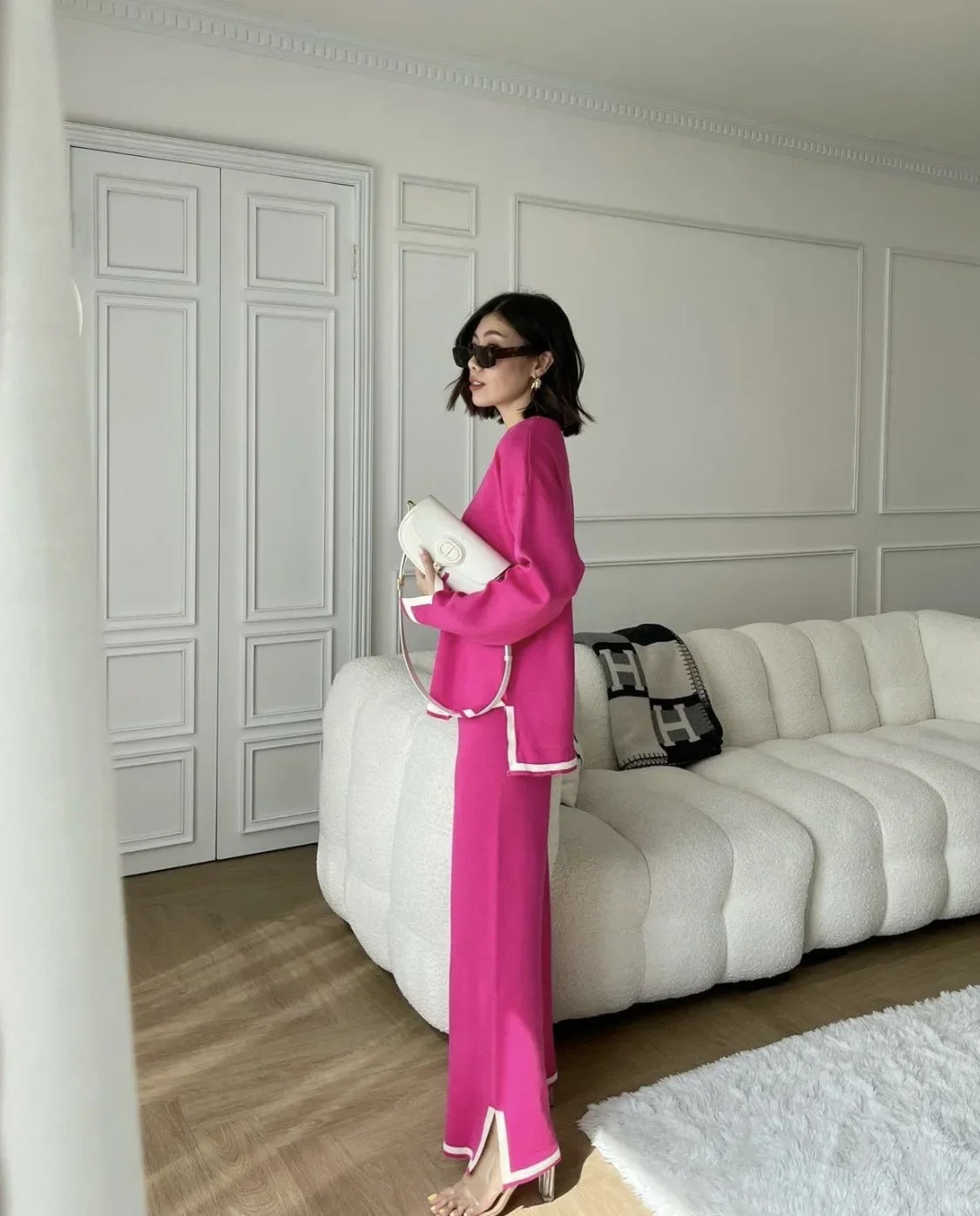 Mackenzie | Gebreide loungeset met wijde pijpen 6