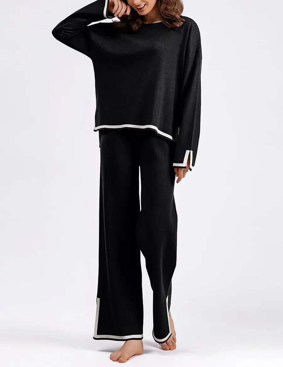 Mackenzie | Gebreide loungeset met wijde pijpen 7