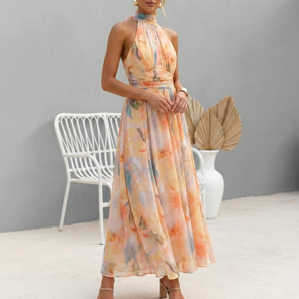 Maxi-Jurk Met Halterhals | Navando