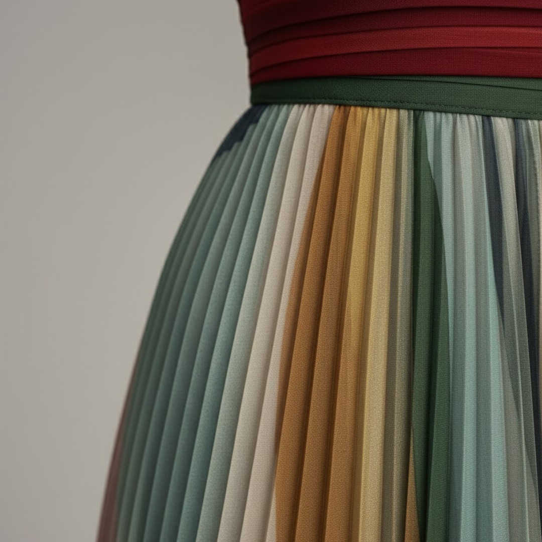 Meerkleurige Strapless Geplooide Maxi Jurk | Navando 