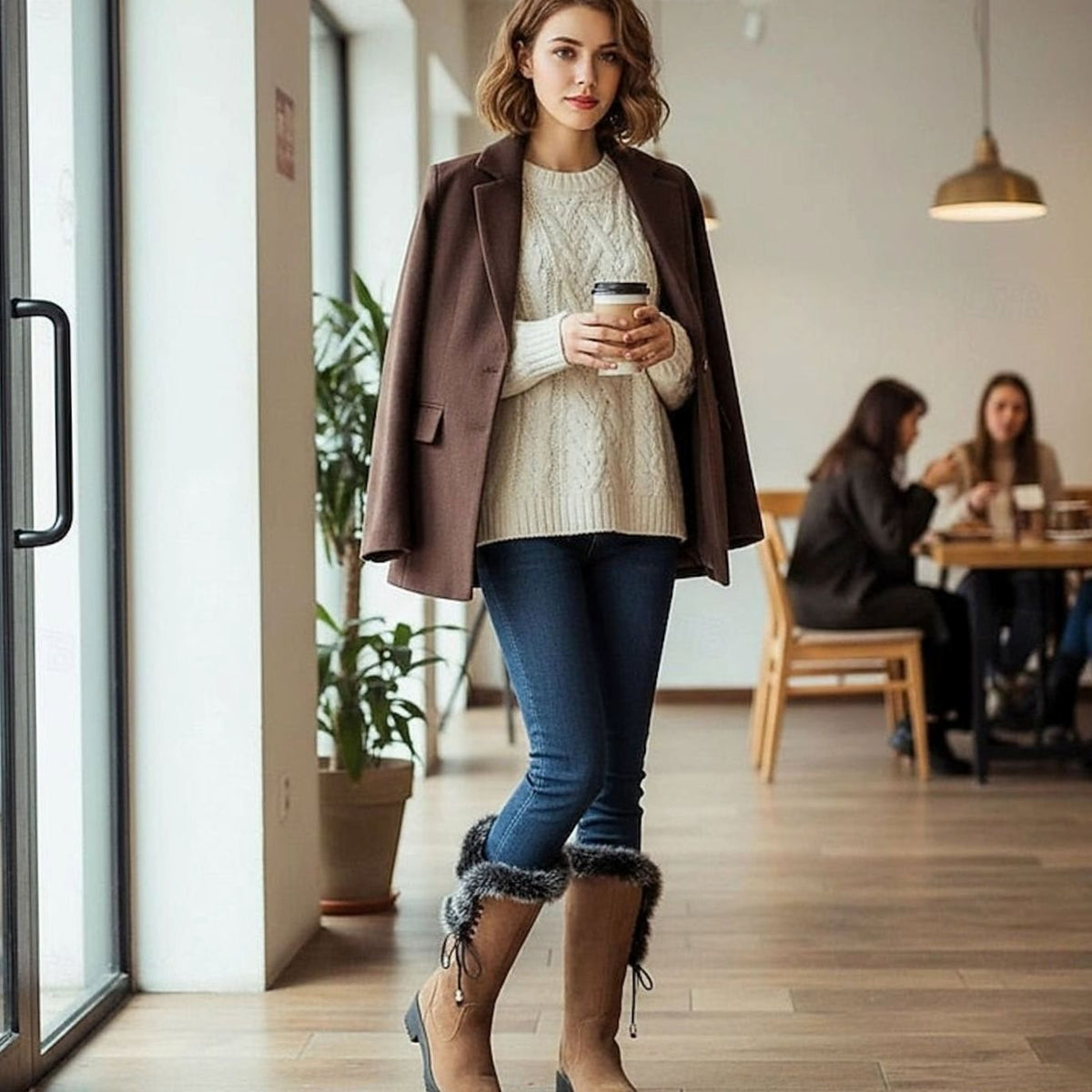 Meike | Hoge Snowboots Met Grove Profielzool