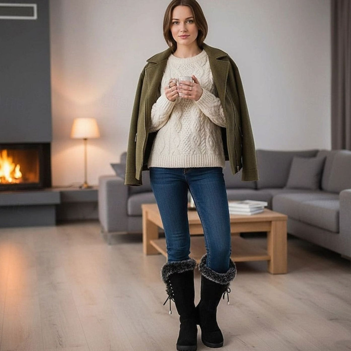 Meike | Hoge Snowboots Met Grove Profielzool