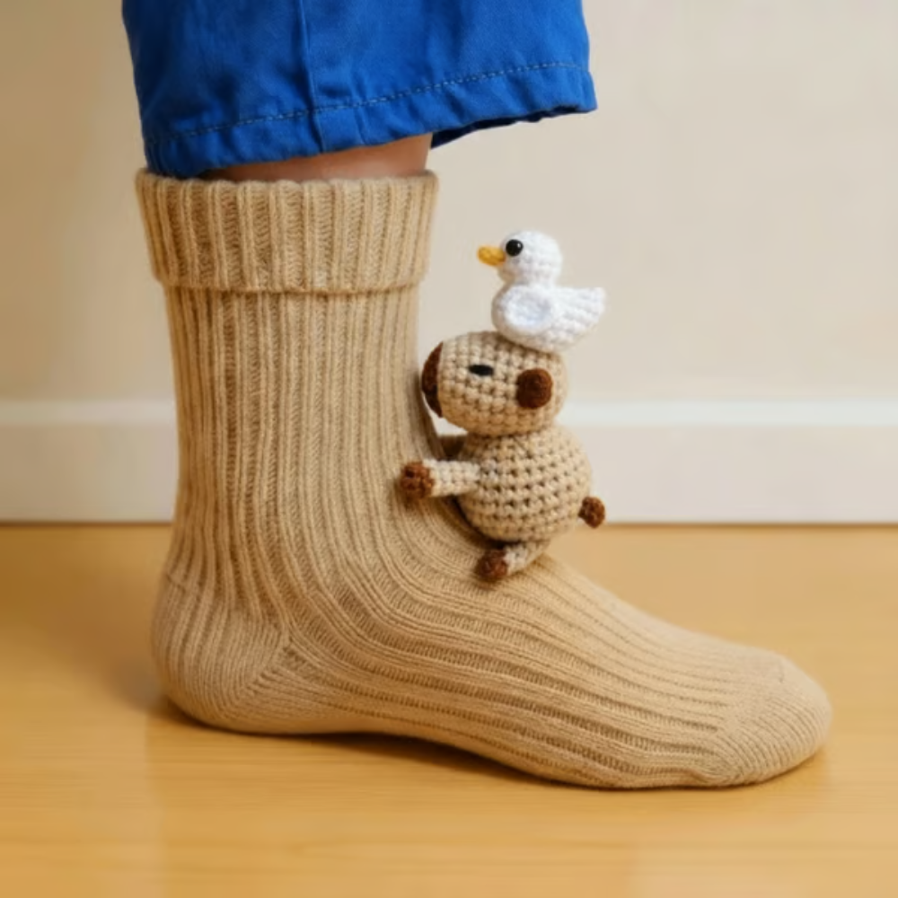 Mette | Warme Gebreide Huissokken Met Dierendesign