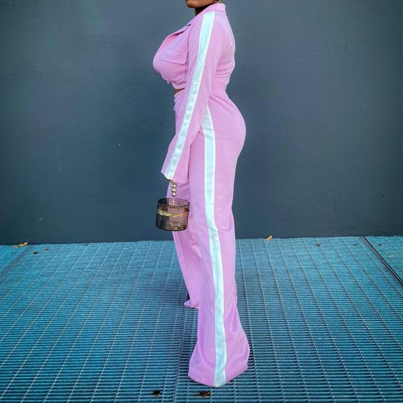 Milena | Lichte tweedelige set met cropped top en hoge taille broek 4