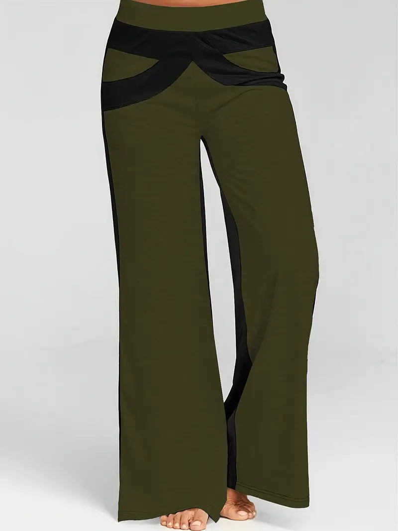 Mode Outlet | Kleurblokdesign wijde pijpen broek 5