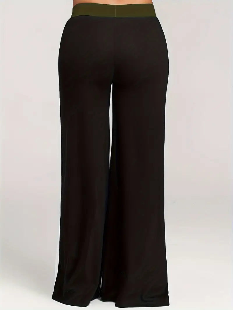 Mode Outlet | Kleurblokdesign wijde pijpen broek 7